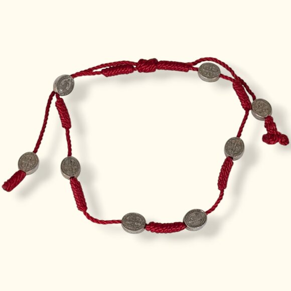 (2/$20) Red Woven Religious Bead Anklet - Picture 1 of 5